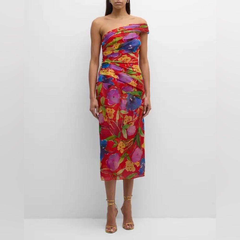 Carolina Herrera Ruched Floral Formal Dress